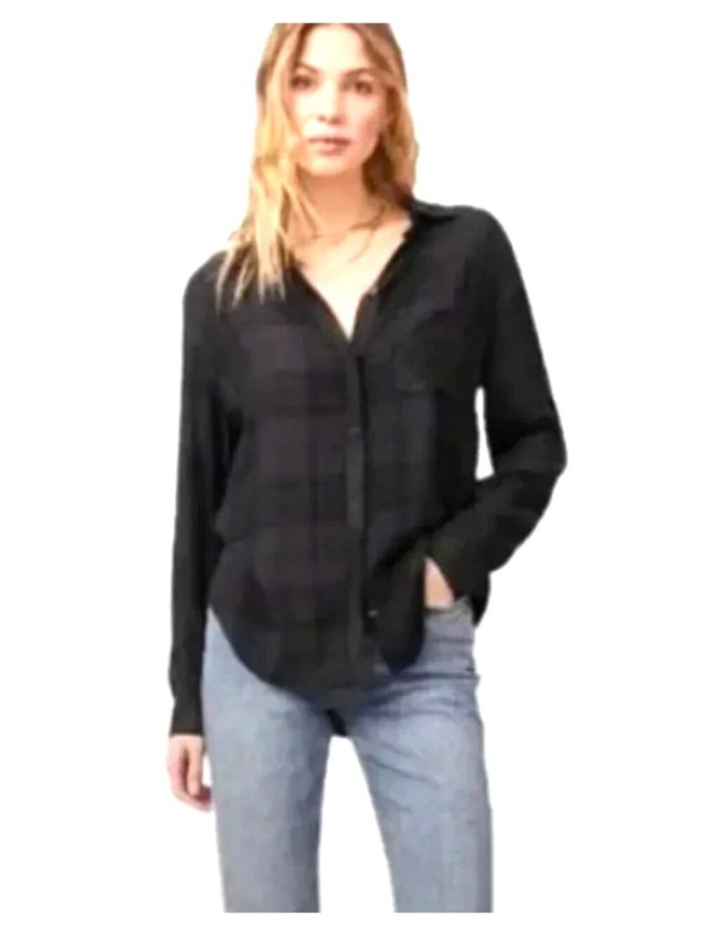 EUC $188 Rails Hunter Plaid butter soft button front long slv shirt womens L